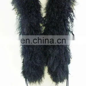 Ladies Black Fur Vest With Snap Button thumbnail-1