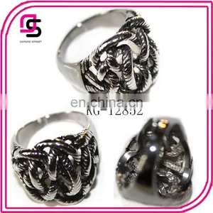 2014 Fashion Stainless Steel Textured Rings Handcuff Ring thumbnail-1
