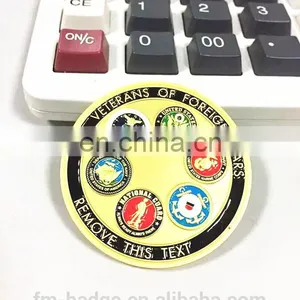 Diamond Cutting Cloisonne Imprint Text Edge Military Challenge Coin,foreign Wars Gold Plating Coin thumbnail-1