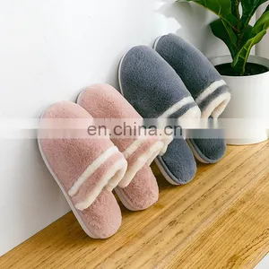 Women's Fuzzy Fluffy Furry Fur House Memory Foam Sandals Stripe Slipper thumbnail-1