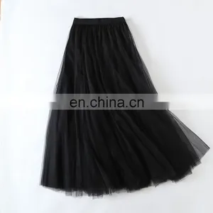 Hot Sales Autumn Women Retro Style Solid Color Skirts Ladies Big Hem Pleated Long Skirts Women's Skirts thumbnail-5