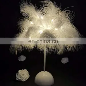 Wholesale Home Decor Modern Luxury Decoration White Led Desk Lamp Feather Table Lamp For Bedroom Room thumbnail-6