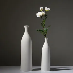 Grace Elegant Large White Hand Made Simple Ceramic Vase For Coffee Shop Living Room thumbnail-2