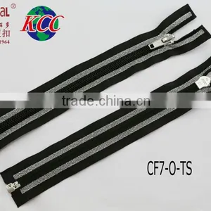 Black Teeth Open End Nylon Zipper With Lurex Tape thumbnail-1