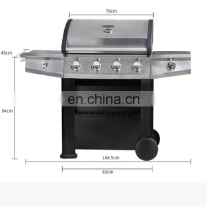 Portable 5 Burners Gas Griller Machine Commercial Smokeless Oven Barbecue Stove Gas Bbq Grill With Side Burner Toaster Ovensc thumbnail-5