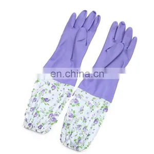 Long Sleeve Rubber Household Waterproof Cleaning Dish Washing Kitchen Latex Gloves thumbnail-2
