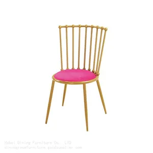 Metal Chair With Hollow Backrest and Velvet Cushion DC-H04 thumbnail-1