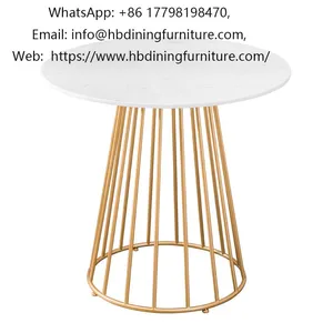 Gold Plated Iron Wire Legs MDF Round Coffee Table thumbnail-1