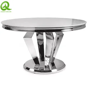 Dining Room Furniture Stainless Steel Base Tables Dinner Glass Table For Parties thumbnail-1