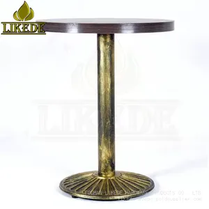 24-Inch Round Bronze Base Cast Iron Bistro Table With Wrought Iron Bar Top for Restaurant Use thumbnail-5