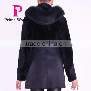 2016 New Design Medium Length Winter Women Slim Fit Woolen Coat With Belt thumbnail-3