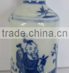 Chinese White and Blue Porcelain Hand Painting Painted Snuff Bottle Collection thumbnail-1