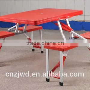 Outdoor Plastic Folding Picnic Table With 4 Seats Color Red thumbnail-1