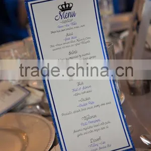 Sparkle Glitter Navy Blue Menu Card for Wedding thumbnail-1