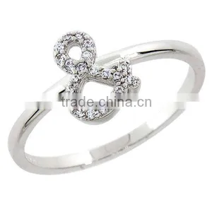 925 Silver Rhodium Plated Cubic Zirconia Pave Ampersand Infinity Ring thumbnail-2