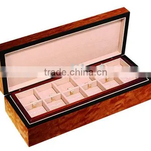 High Gloss Mahogany Wooden Cufflink Packaging Box thumbnail-1