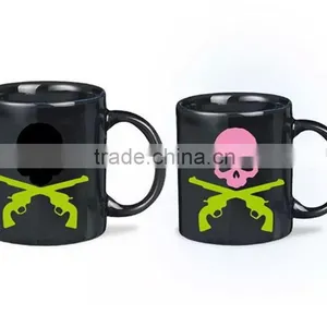 High Quality Low Price Balck CrossBones Magic Photo Color Changing Mug thumbnail-1
