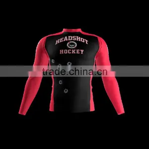 Polyester Spandex Long Sleeves Headshot Compression Shirt/Rash Guard With Club Logo Player Name and Numbers at Sleeves thumbnail-1