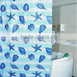 Waterproof Mildew Resistant Polyester Small Fishes Printed Shower Curtain, High Quality Bath Curtain thumbnail-3