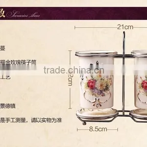 2016 Delicated Bulk Ceramic Chopsticks Spoon Fork Holder and Metal Rack Decor thumbnail-5