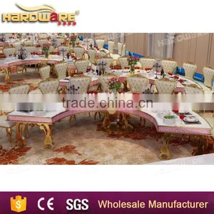 Antique Latest MDF Stainless Steel Leg Half Round Dining Banquet Table Illuminated Dining Table thumbnail-6