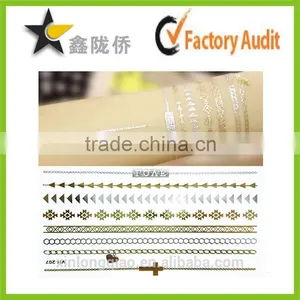 Customized Fashionable Hot Sale Metallic Jewelry Tattoo Temporary Tattoo Sticker Foil/gold Flash Tattoo Quality Choice thumbnail-1