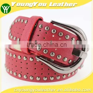 Women's Porpular Studded 35Mm PU Leather Belt With Hematite Buckle thumbnail-1