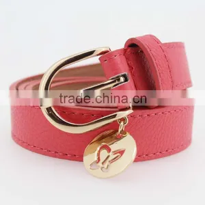 2015 Fashion Pink PU Leather Women Jeans Belt With Gold Buckles in YiWu thumbnail-2