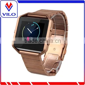 Stainless Steel Bracelet Strap Bands With Metal Frame Housing for Fitbit Blaze Smart Fitness Watch thumbnail-1