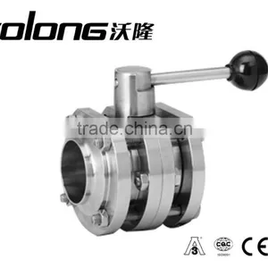 Sanitary Stainless Steel 3PC Manual Flange Butterfly Valve thumbnail-1