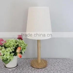 Small Table Lamp, Wood Base, Hardback Lampshade, Round Wood Base thumbnail-1