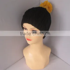 Hot Sale Winter Style Knitted Acrylic Pom Pom Beanie Hats Wholesale thumbnail-1