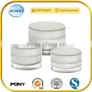 2oz New Empty High Quality White Plastic Jar With Silver Line Dome Lid Cosmetic Containers Mini thumbnail-1