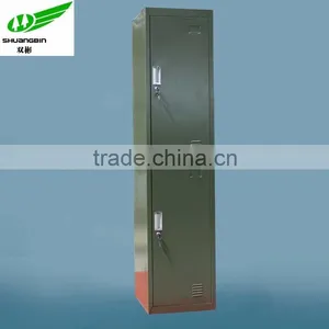 Green Lockable 2 Door Military Wardrobe Cabinet thumbnail-1