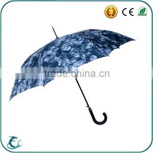 Hot Sale New Design Full Body Print Flower Auto Open Straight Umrbella thumbnail-2