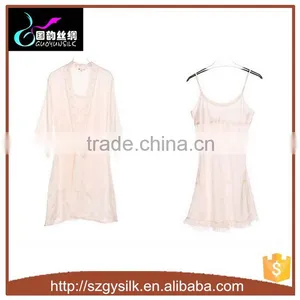 Women Sex Lacey Silk Nightgown Robe Set thumbnail-1