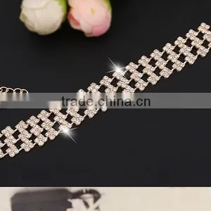 New Fashion Women Lady Gold Plated Crystal Cuff Bangle Love Heart Charm Bracelet thumbnail-4