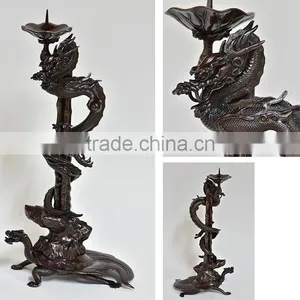 Japanese and High Quality Dragon and Bamboo Design Vase , Incense Burner , and Candlestick Holder Set Made in Japan thumbnail-1