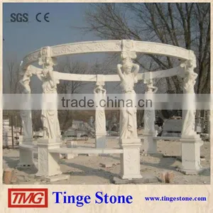 White Marble Lady Statue Column for Exterior Gazebo Decoration thumbnail-1