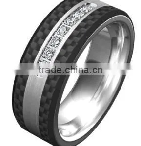 Fashion Generous New Design Carbon Fiber Finger Ring Tungsten Carbide Jewelry Titanium Ring thumbnail-6