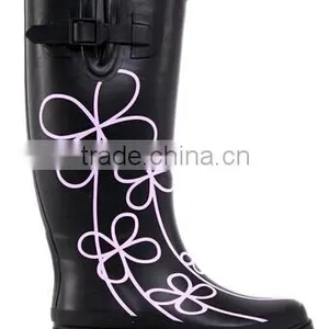Women Floral Rubber Rain Boots With Black Gusset thumbnail-1