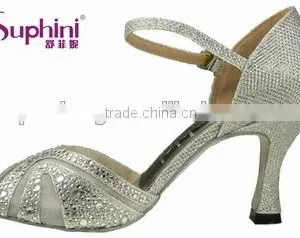 Silver Sparkle Crystal Ladies Latin Dance Shoes Produced by Suphini thumbnail-3