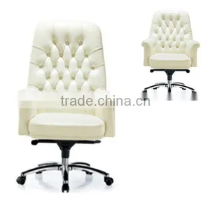 2014 Hot Selling Modern Chair, Luxury White Leather Boss Office Chair Furniture thumbnail-4