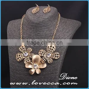 Africa Bridal Wedding Gift Jewelry Elegant Fashion Flower Necklace Jewelry Sets thumbnail-1