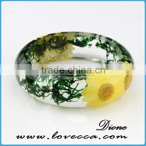 2016 Fashion Design Hot Sell Real Dried Flower Clear Resin Bangle thumbnail-4