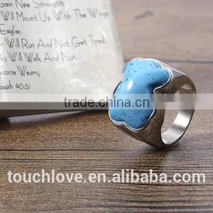 Hot Rings Jewelry Womens Jewelry Silver Stainless Steel Blue Bear Ring Women thumbnail-1