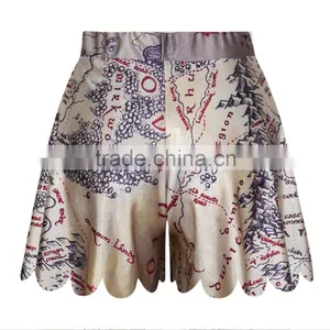 2015 New Hot Women Beach Shorts Wide Leg Pants Map Digital Print N14-9 thumbnail-1