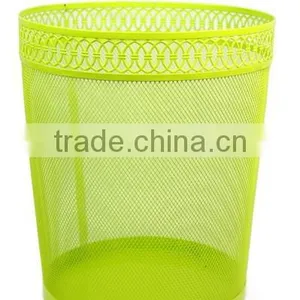 Hot Sale Round Metal Mesh Waste Bin for Home and Office/yellow Promotional Wastebin for Household thumbnail-2