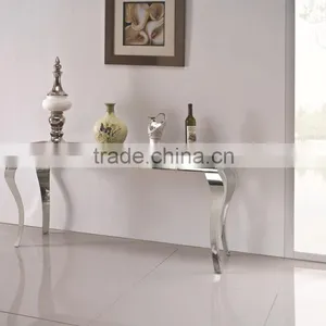 F346 2015 Hot Sale Glass Top Modern Stainless Steel Console Table thumbnail-5