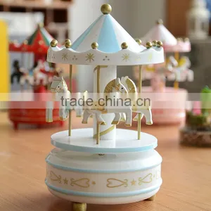 N533 Wooden Music Box Wooden Carousel Christmas Gift Decoration thumbnail-3